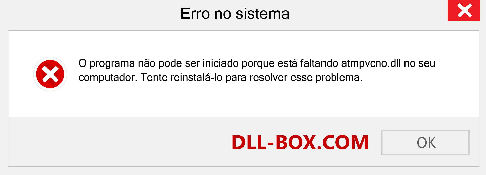 Arquivo atmpvcno.dll ausente ?. Download para Windows 7, 8, 10 - Correção de erro ausente atmpvcno dll no Windows, fotos, imagens